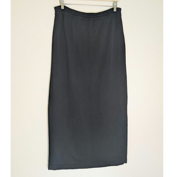 Lauren Ralph Lauren Cotton Black Knit Drawstring Maxi Skirt Women L Capsule - Picture 2 of 12